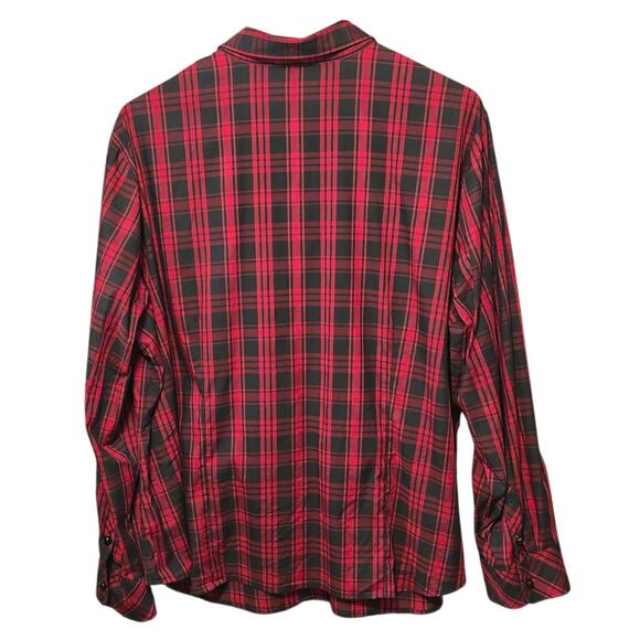 Talbots Womens Plus Size 22W Ruffle Blouse Red/Black Plaid Country Classic - Picture 2 of 10